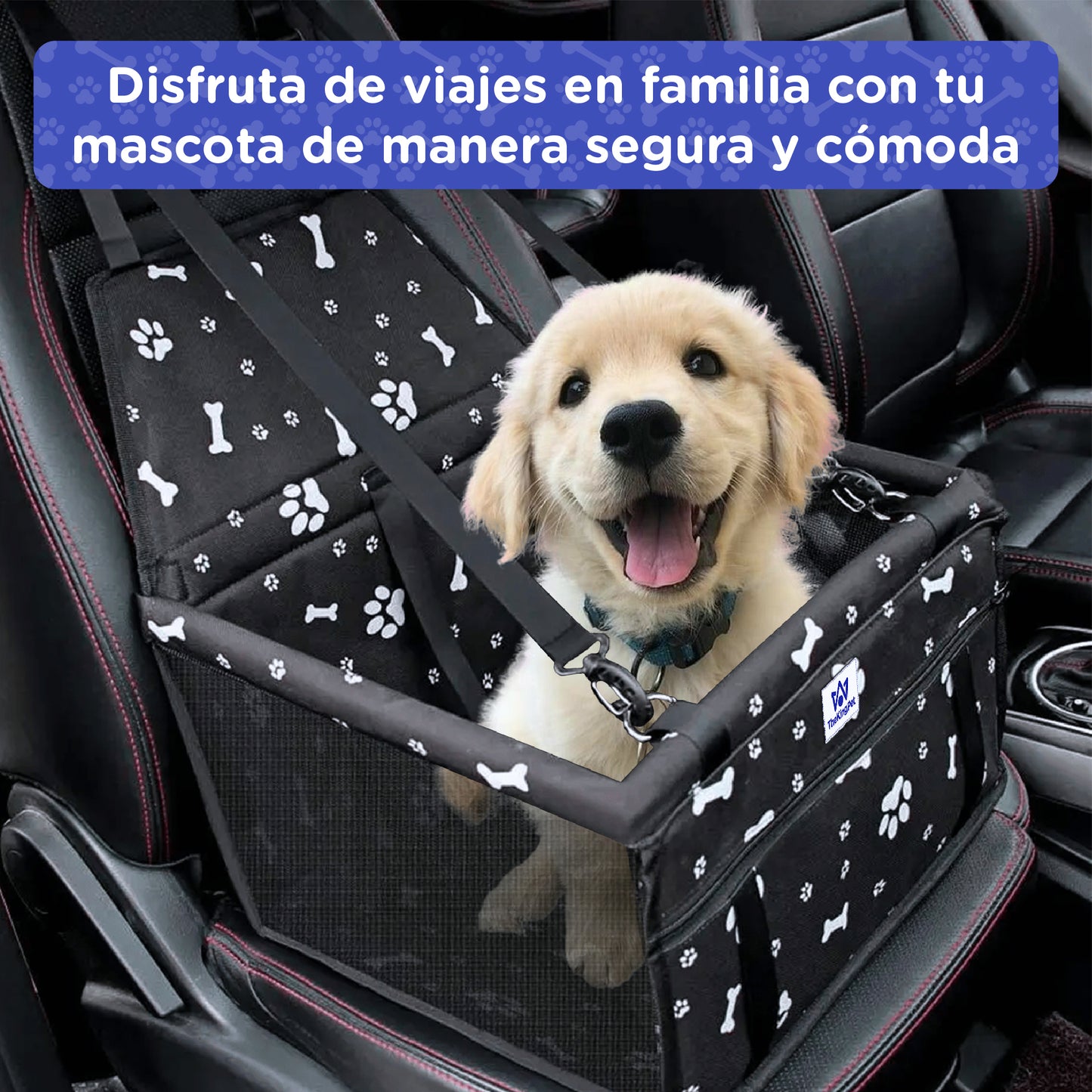 Asiento de Coche para perros con cinturón de seguridad