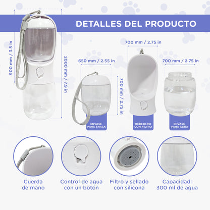 Botella Portátil 2 en 1 de Agua + Snacks