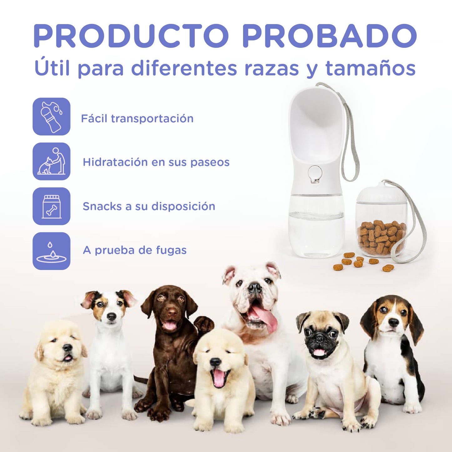 Botella Portátil 2 en 1 de Agua + Snacks