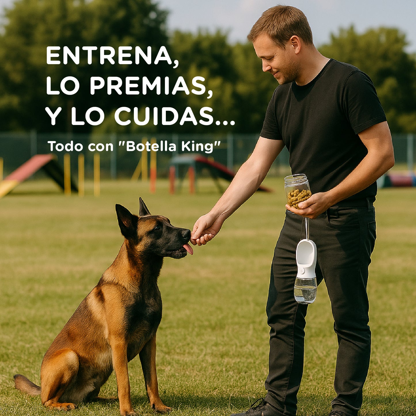 Botella Portátil 2 en 1 de Agua + Snacks