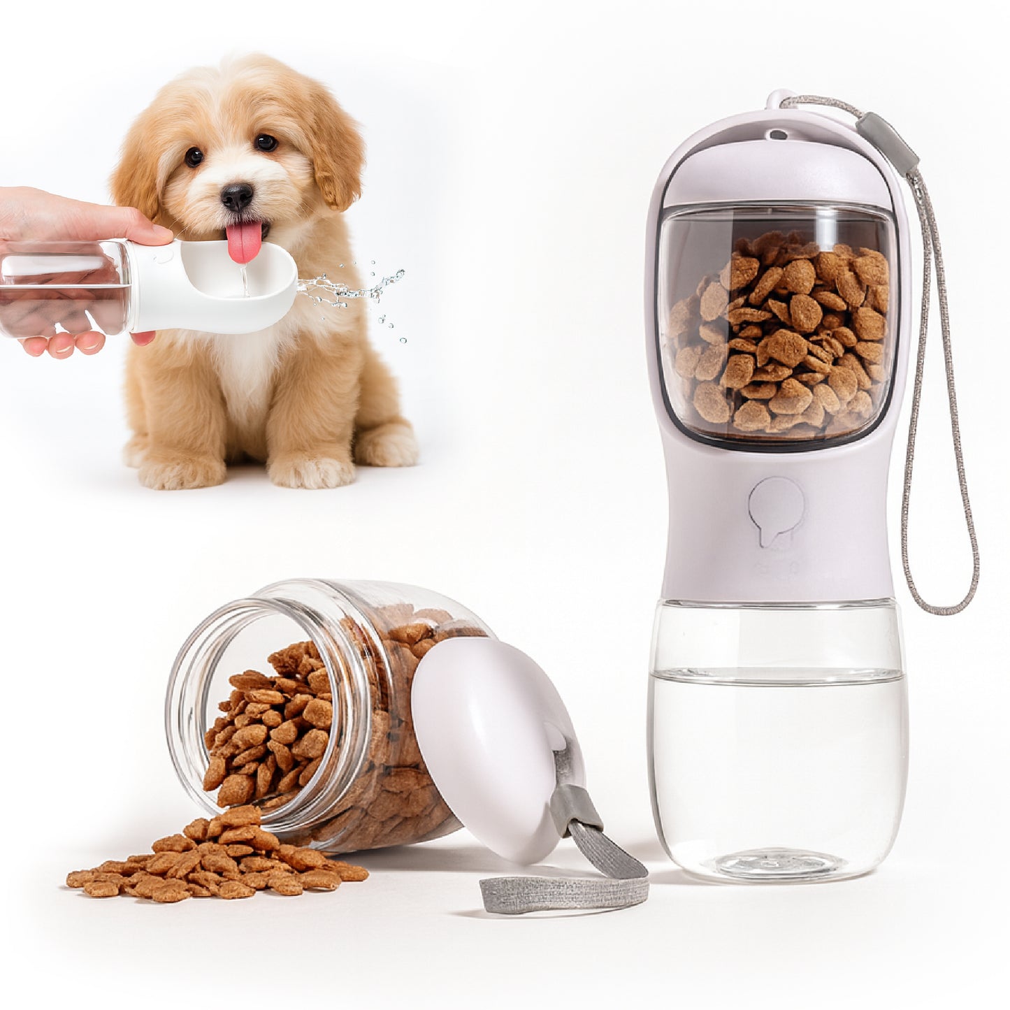 Botella Portátil 2 en 1 de Agua + Snacks