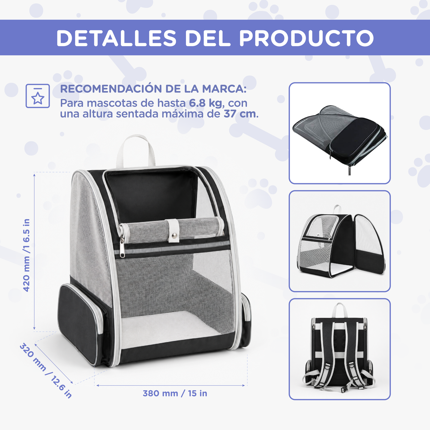 Mochila Transportín de Perros (hasta 10kg)