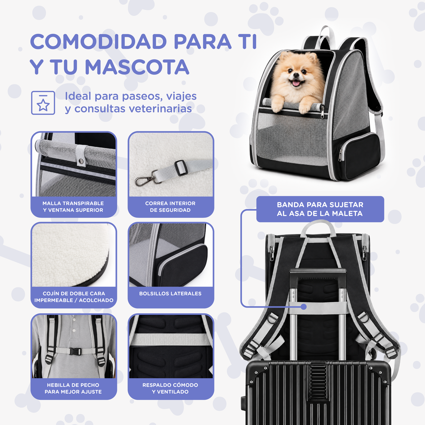 Mochila Transportín de Perros (hasta 10kg)