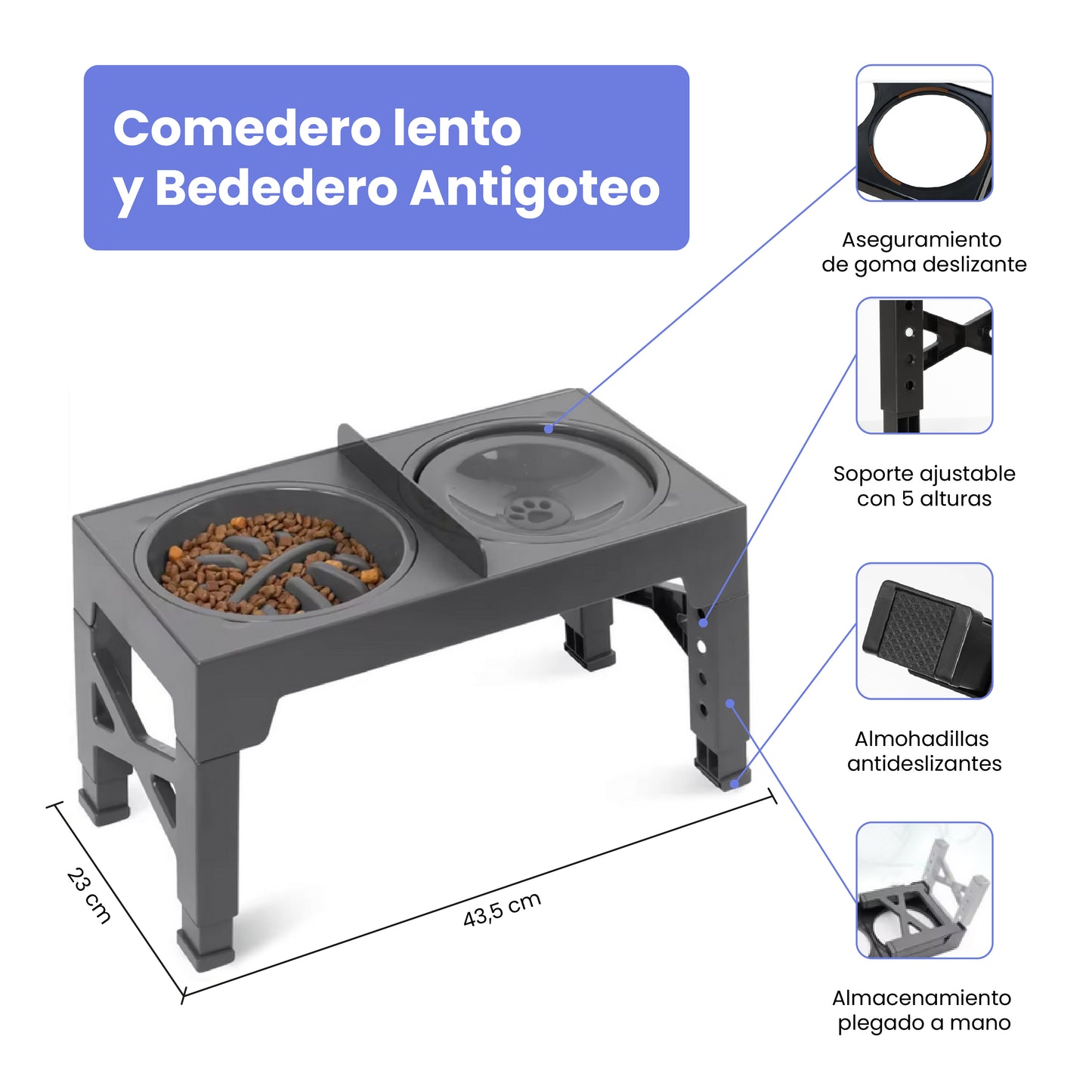 Comedero y Bebedero Antigoteo Elevado