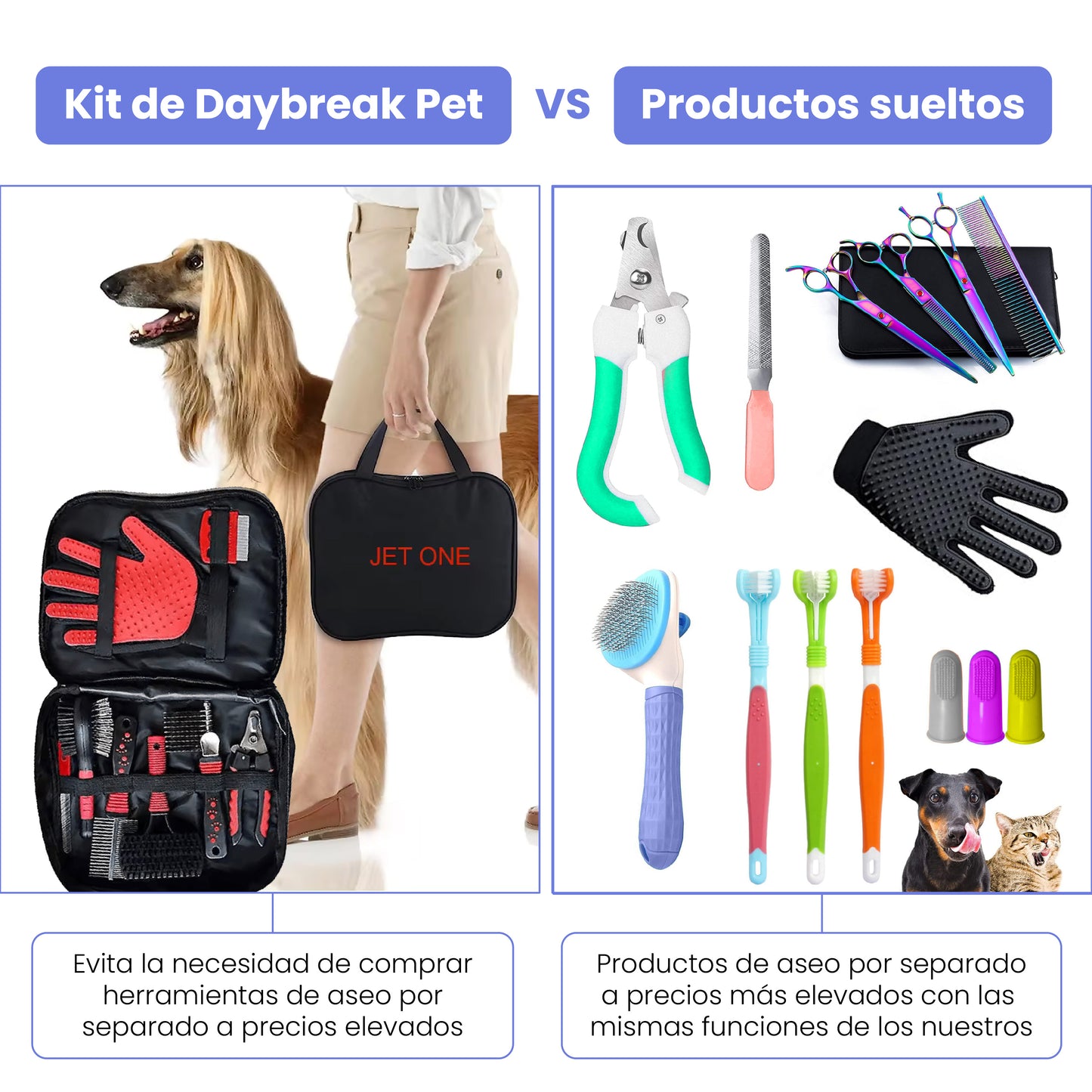 Kit de Aseo Rojo Daybreak Pet 8 en 1